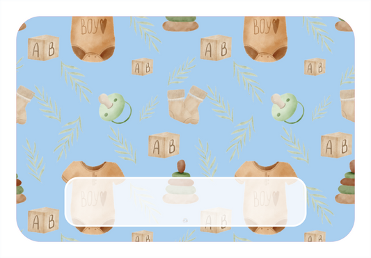 Naambord jongen – blauw met babythema en houten blokjes