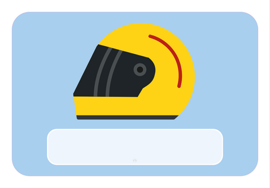 Naambord met Gele Helm op blauwe achtergrond – Stoer Design voor Kinderkamer