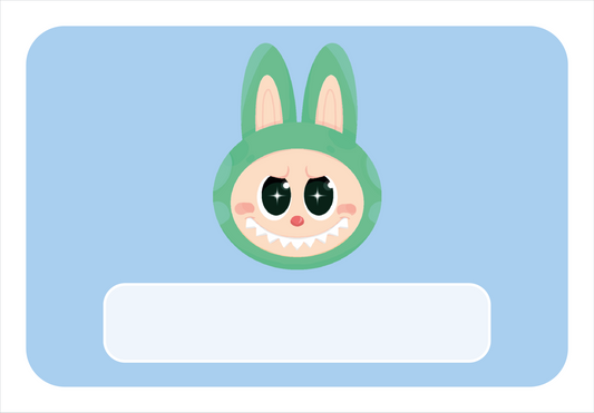 Knuffelmonster Groen β Blauwe Achtergrond