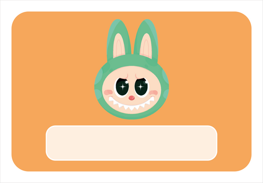 Knuffelmonster Groen β Oranje Achtergrond