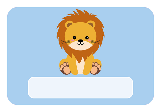 Naambord leeuw op lichtblauw