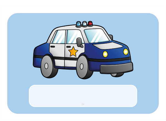 Politieauto Naambordje voor Kinderkamer – Blauw met Ster en Sirene