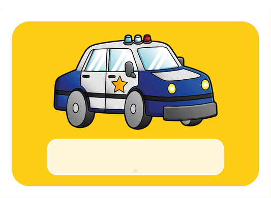 Politieauto Naambordje voor Kinderkamer – Geel met Ster en Sirene