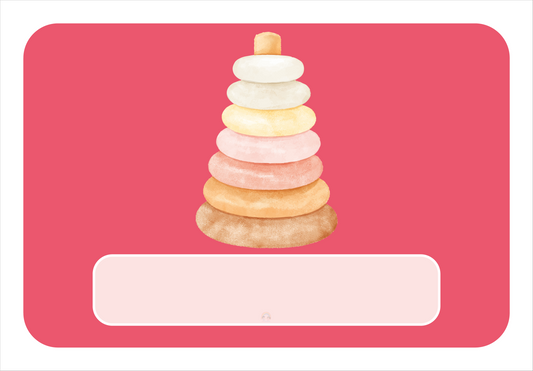 Naambord Stapelspeeltoren op Rode Achtergrond – Kinderen