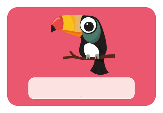 Naambord met Toekan op Rode Achtergrond – Voor Deur of Kinderkamer