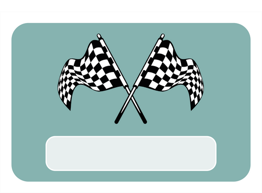 Naambordje met racevlag – groene variant voor een frisse look