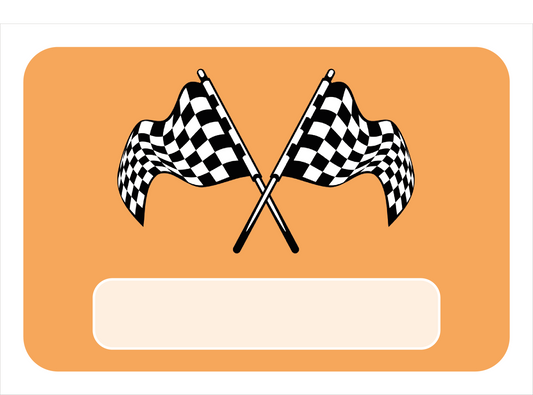 Naambordje met racevlag – oranje blikvanger voor elke kamer