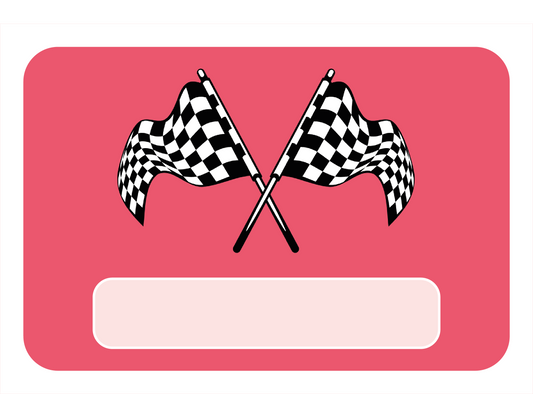 Naambordje met racevlag – rode variant voor raceliefhebbers