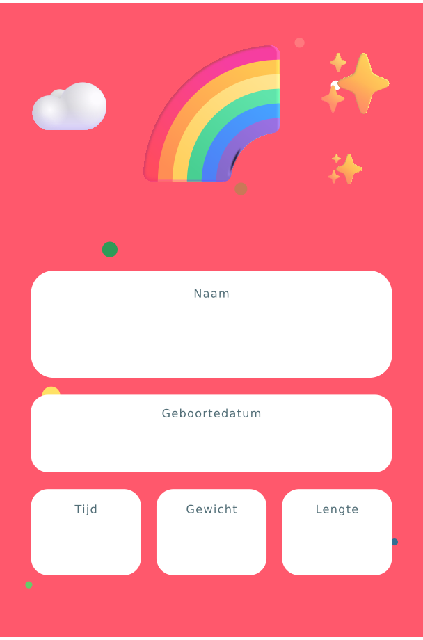 Geboortebord Regenboog & Wolkjes — met lege gegevensvelden