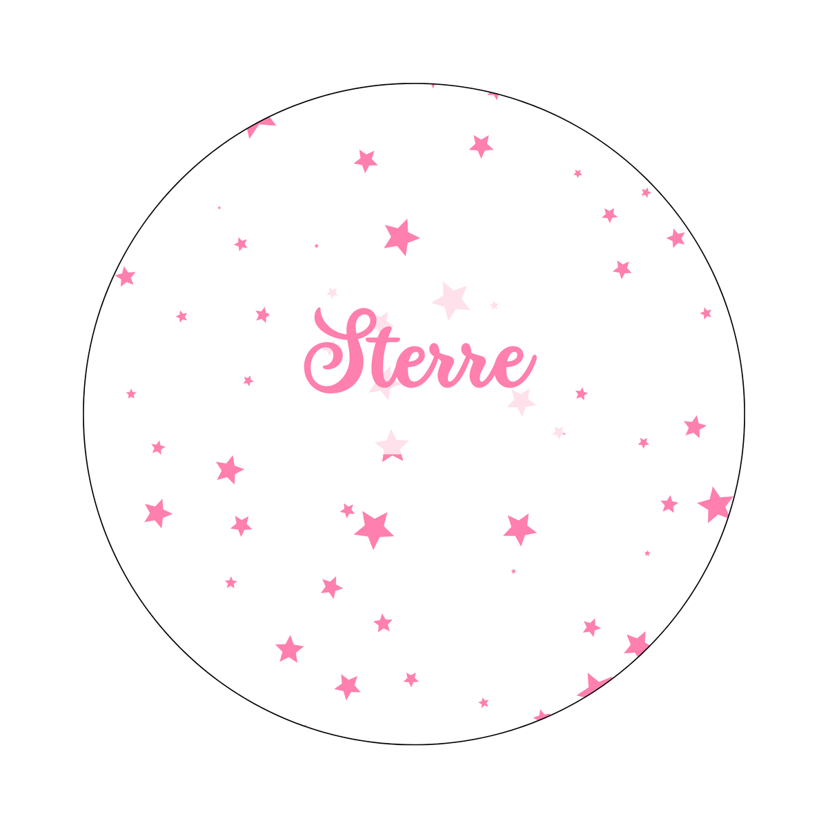 Muurcirkel Roze Sterretjes Illustratie Witte Achtergrond