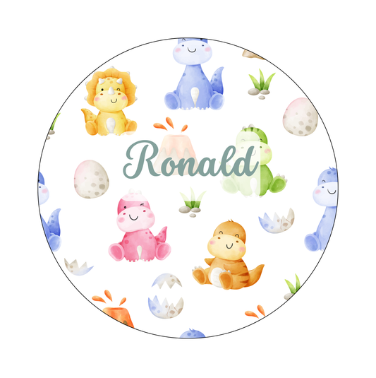 Muurcirkel Dino Illustraties Witte Achtergrond