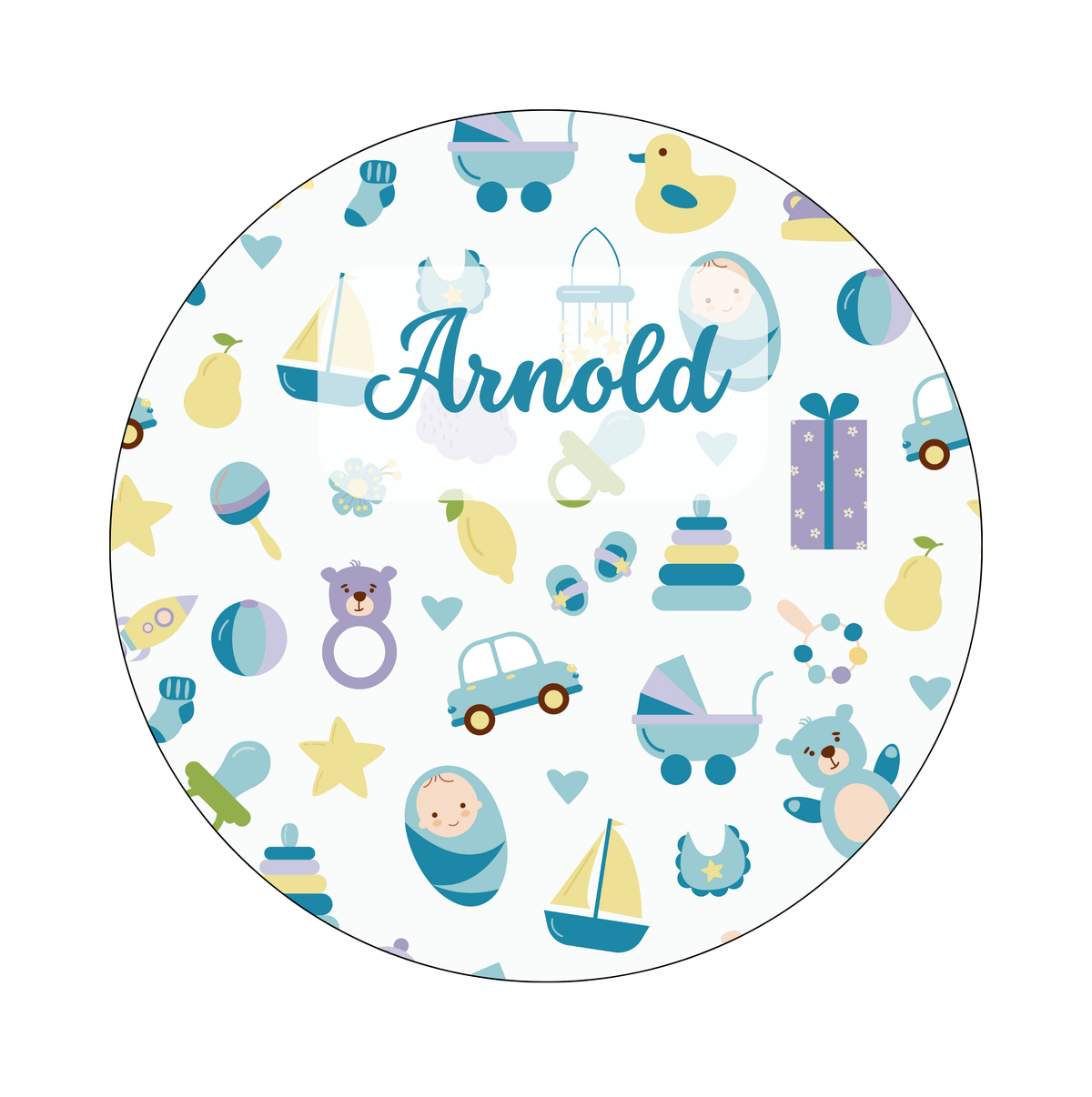 Muurcirkel Blauw Baby speelgoed Illustraties Witte Achtergrond