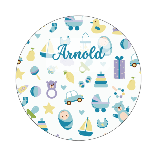 Muurcirkel Blauw Baby speelgoed Illustraties Witte Achtergrond
