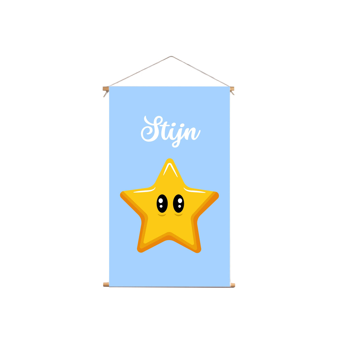 Textielposter Mario-Ster Blauwe Achtergrond