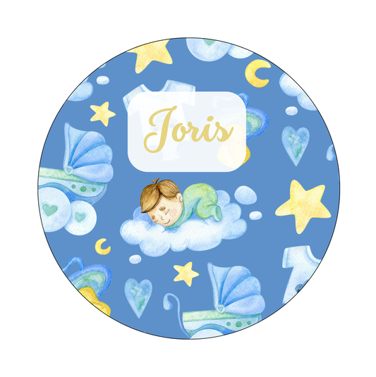 Muurcirkel Baby Illustraties Blauwe Achtergrond