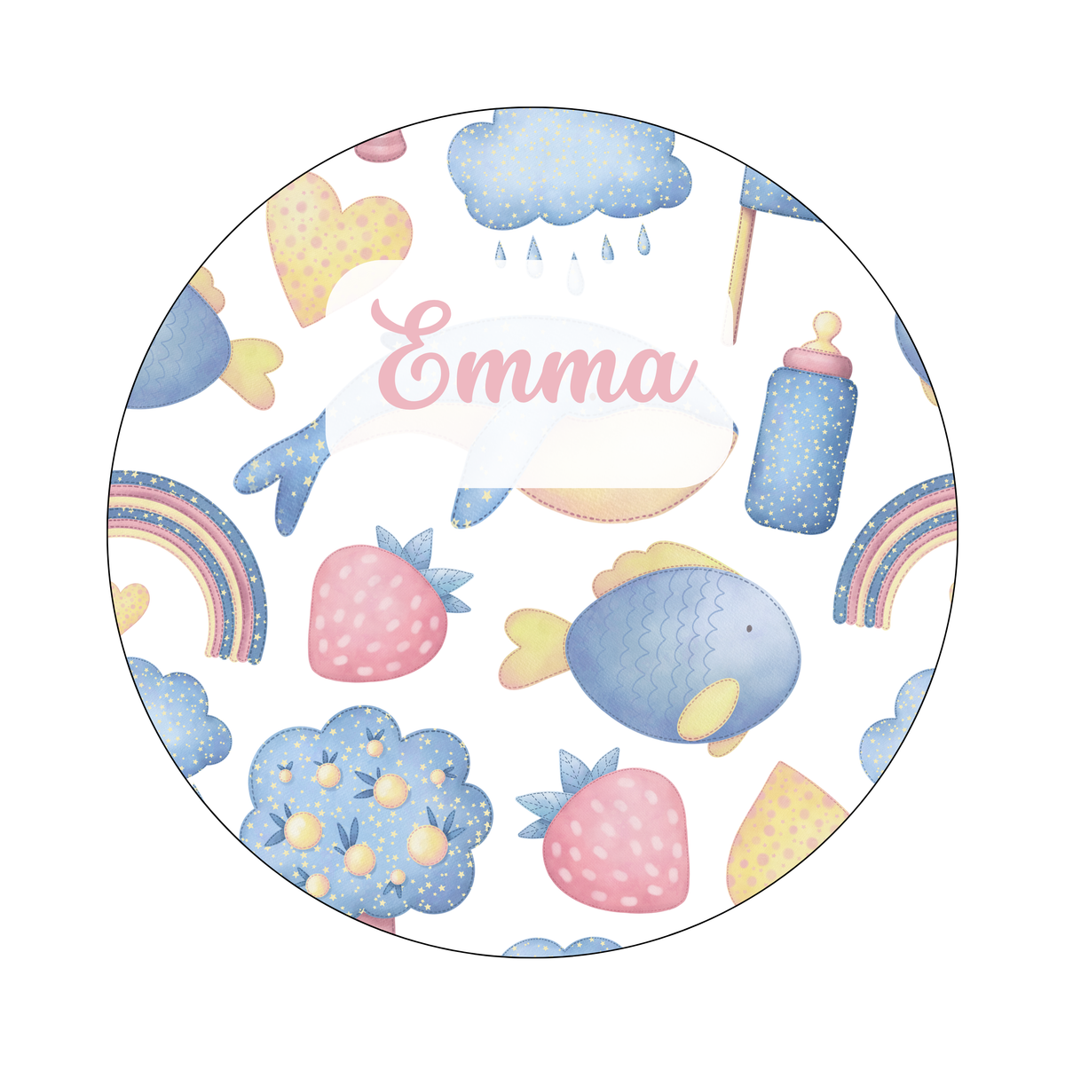 Muurcirkel Roze Baby Illustraties Witte Achtergrond