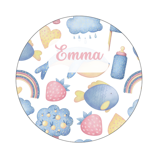 Muurcirkel Roze Baby Illustraties Witte Achtergrond