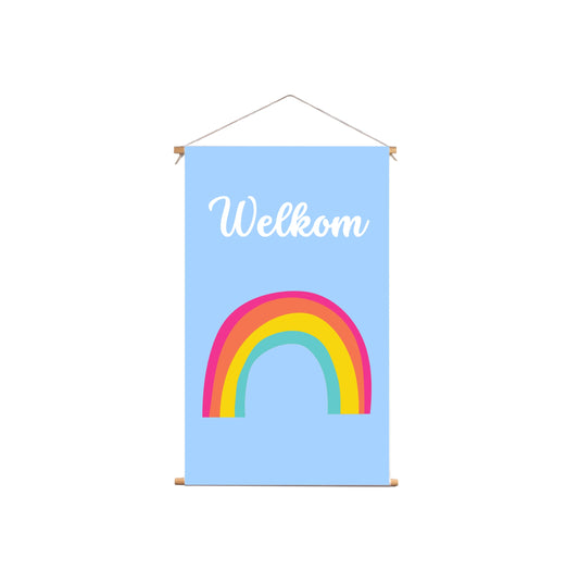 Textielposter Regenboog Blauwe Achtergrond