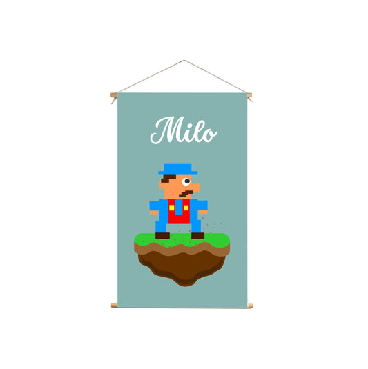 Textielposter Mario Groene Achtergrond
