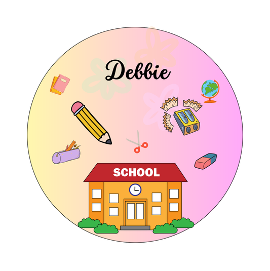 Muurcirkel School Geel/Roze Achtergrond