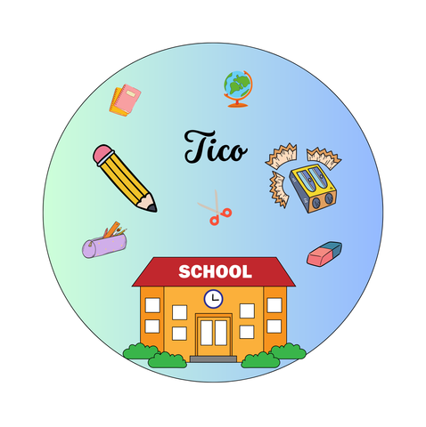 Muurcirkel School Groen/Blauwe Achtergrond