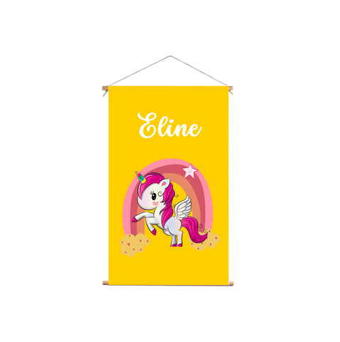 Textielposter Unicorn Gele Achtergrond