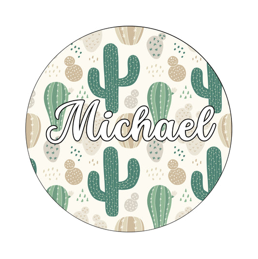 Muurcirkel Cactussen Beige Achtergrond