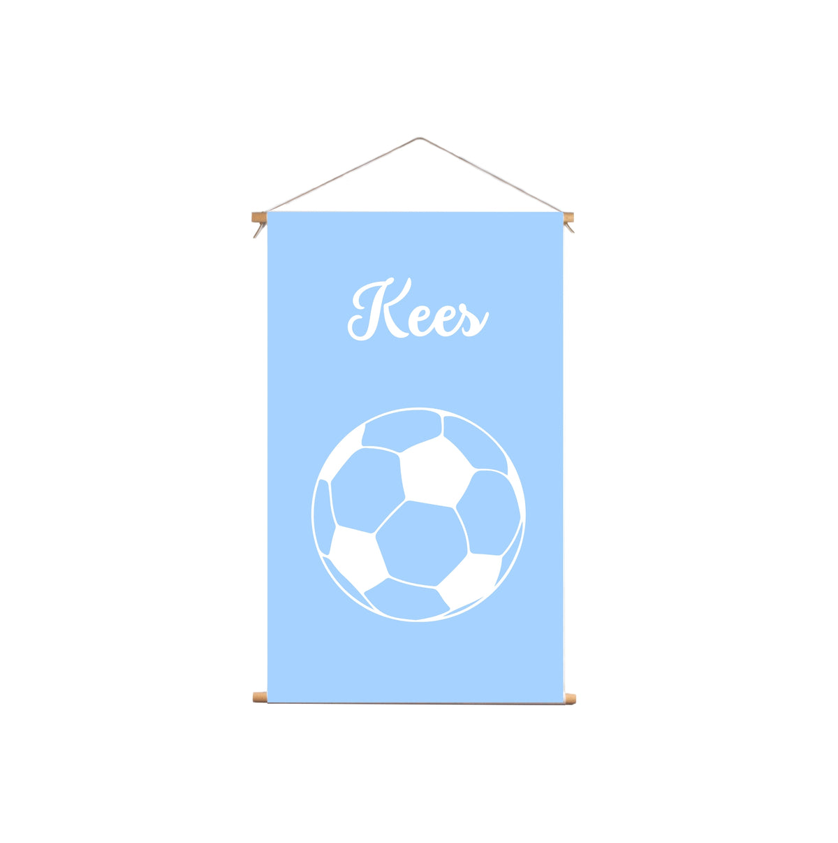 Textielposter Voetbal Blauwe Achtergrond