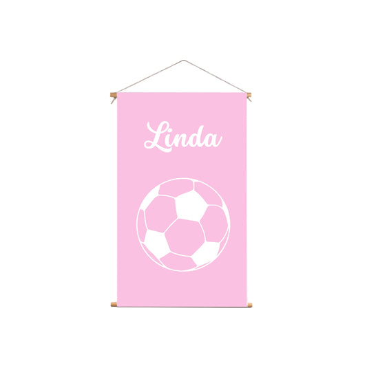 Textielposter Voetbal Roze Achtergrond