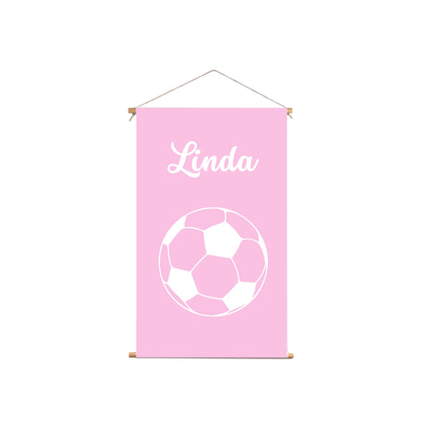 Textielposter Voetbal Roze Achtergrond