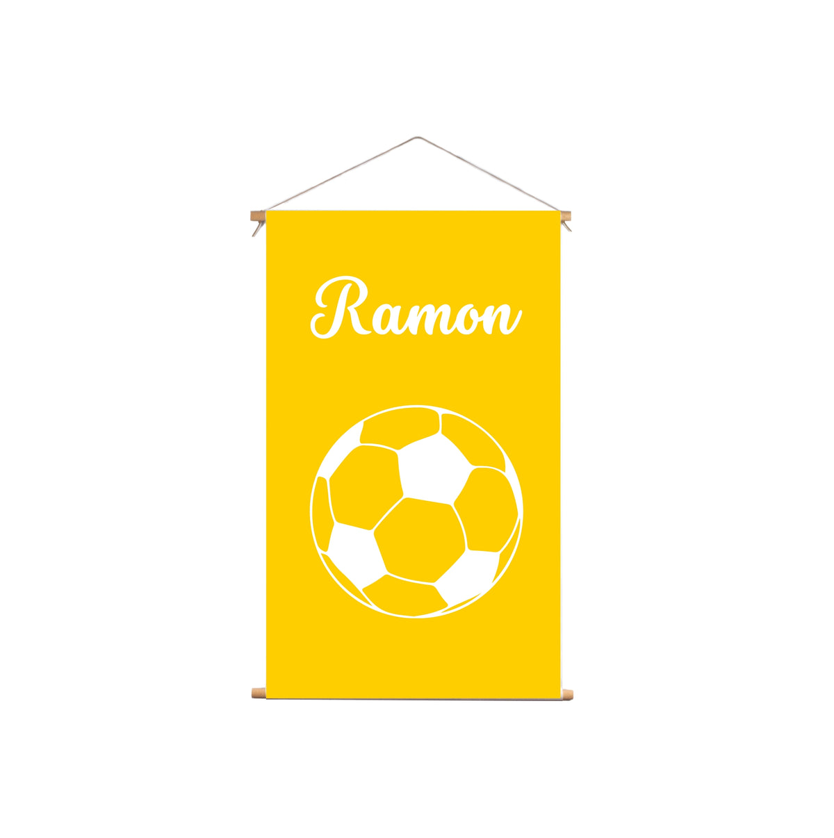 Textielposter Voetbal Gele Achtergrond