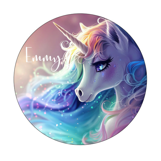 Muurcirkel Sierlijke Unicorn Roze Achtergrond