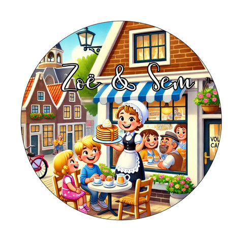 Muurcirkel Volendam Nederlands Eten Blauwe Achtergrond