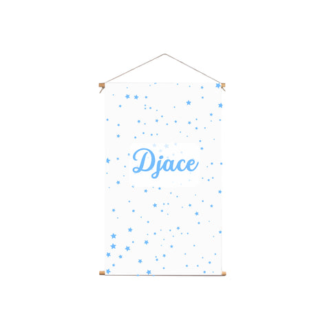 Textielposter Blauwe Sterretjes Illustraties Witte Achtergrond