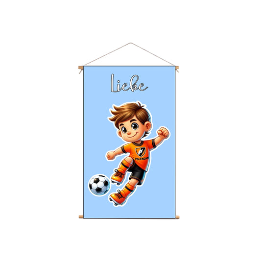 Textielposter Volendam FC Voetbal Blauwe Achtergrond
