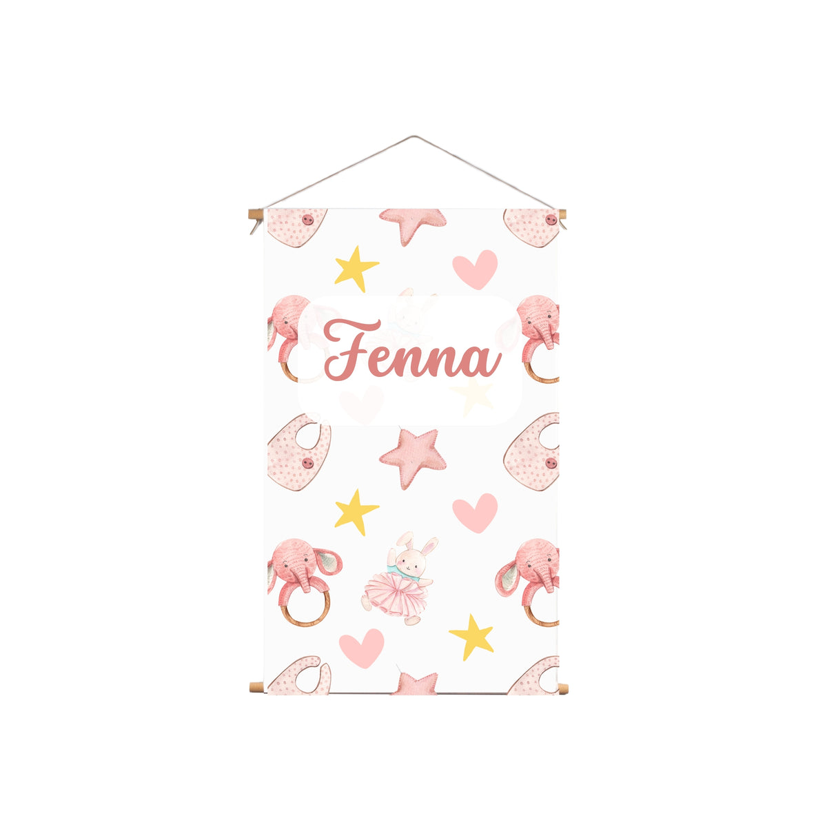 Textielposter Roze Baby Illustraties Witte Achtergrond