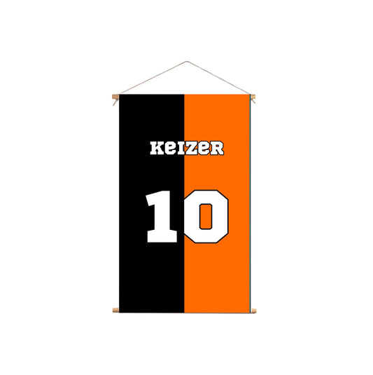 Textielposter Volendam Voetbal FC, Zwarte / Oranje Achtergrond