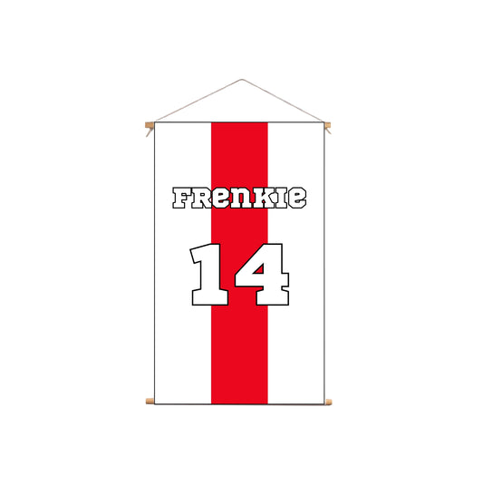 Textielposter Volendam Voetbal Voetbal Witte / Rode Achtergrond