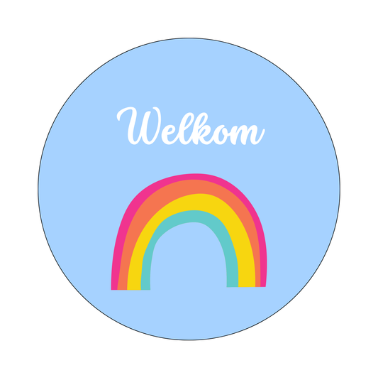 Muurcirkel Regenboog Blauwe Achtergrond