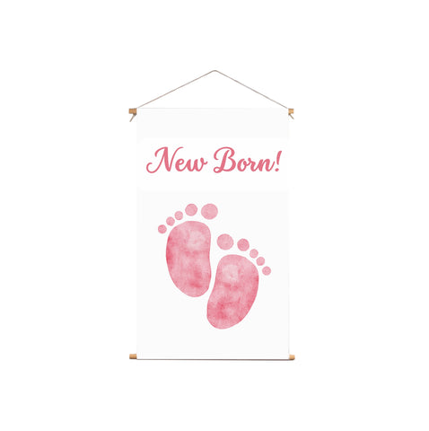 Textielposter Roze Babyvoetjes Witte Achtergrond