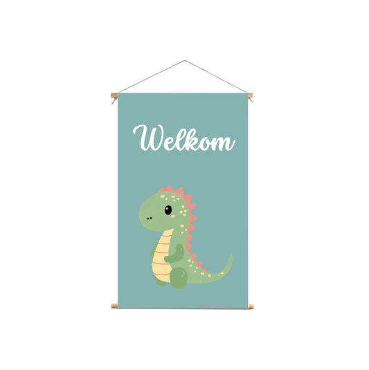 Textielposter Dino Groene Achtergrond