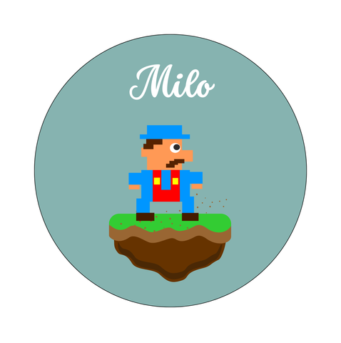 Muurcirkel Mario Groene Achtergrond
