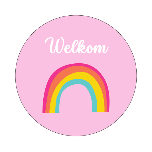 Muurcirkel Regenboog Roze Achtergrond