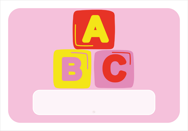 Naambordje ABC Blokken – Roze