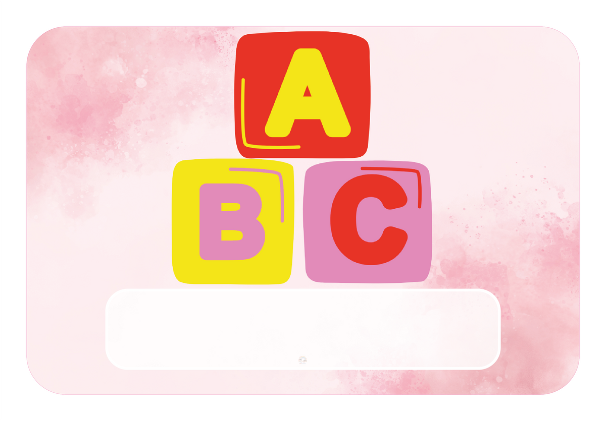 Naambordje ABC Blokken – Roze Wolken