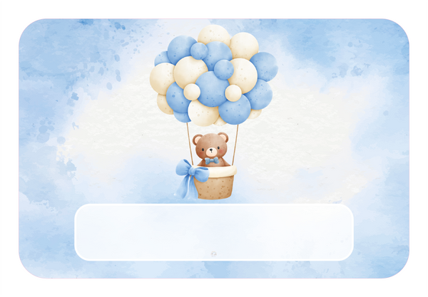 Naambordje Beer in Luchtballon – Blauwe Wolken