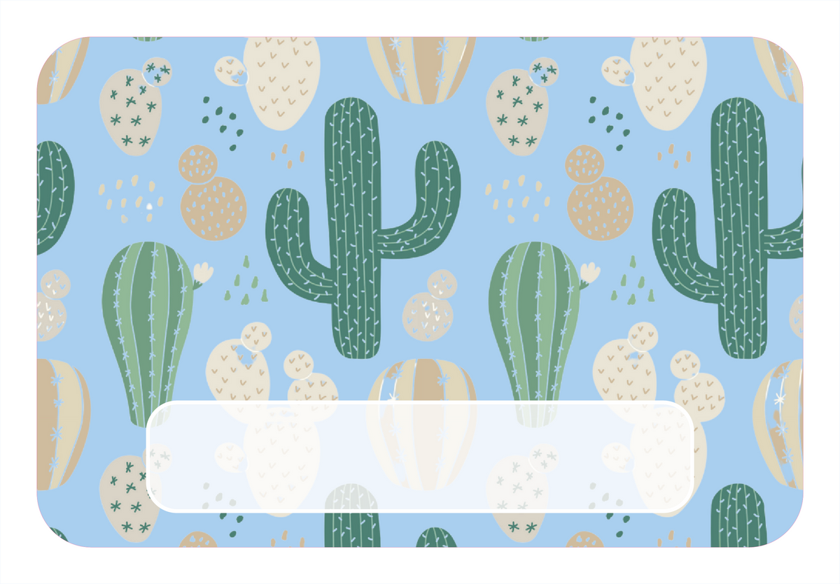 Naambord met cactussen op blauwe achtergrond – vrolijke decoratie voor kinderkamers