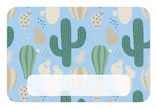 Naambord met cactussen op blauwe achtergrond – vrolijke decoratie voor kinderkamers