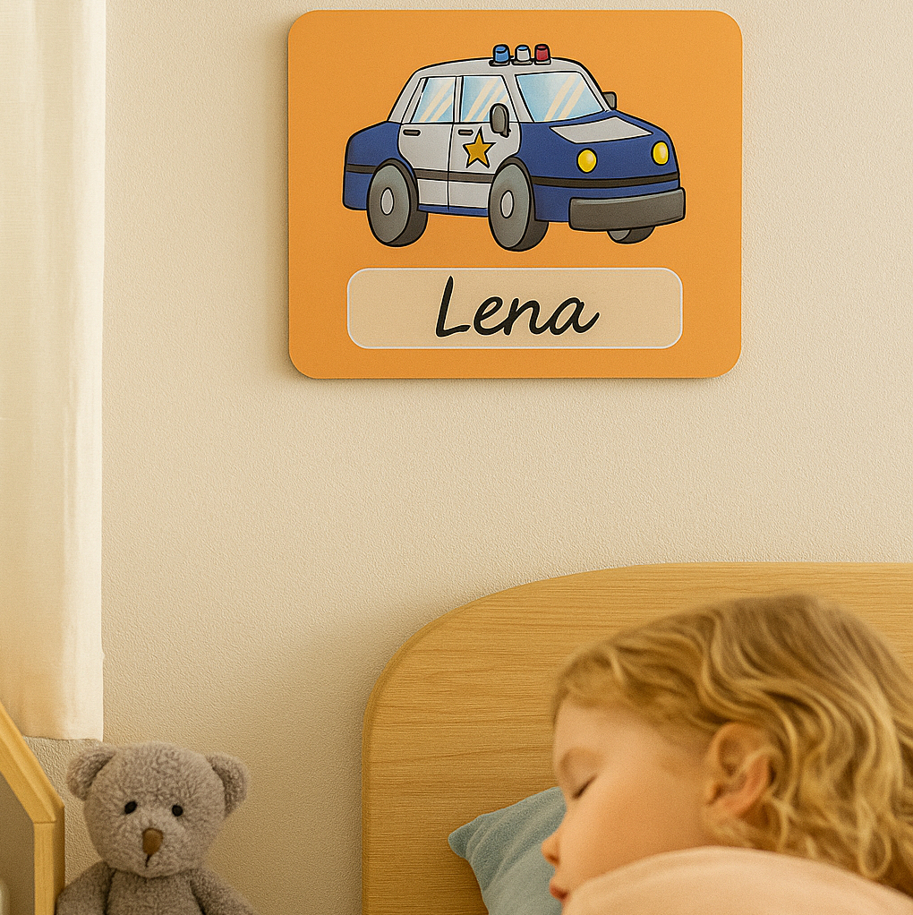Naambordje Politieauto – Oranje