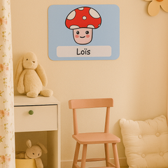 Naambordje Kinderkamer – Paddenstoel Blauw